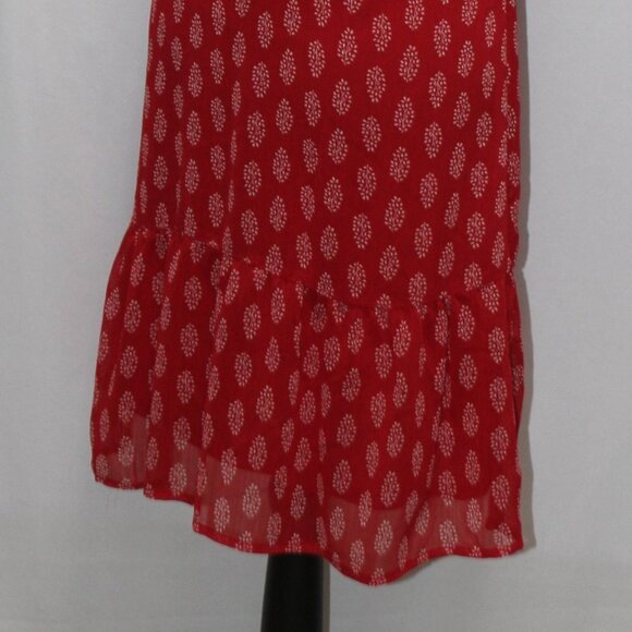 Old Navy Red and White Pattern Strappy Sun Dress with Ruffle Hem - Picture 9 of 15